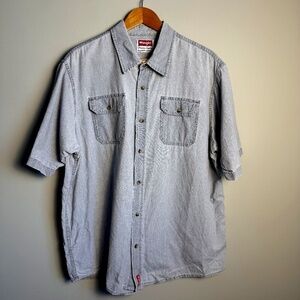 Wrangler Men's Short Sleeve Button Up Western Shirt Gray X-Large‎ Flap Pockets